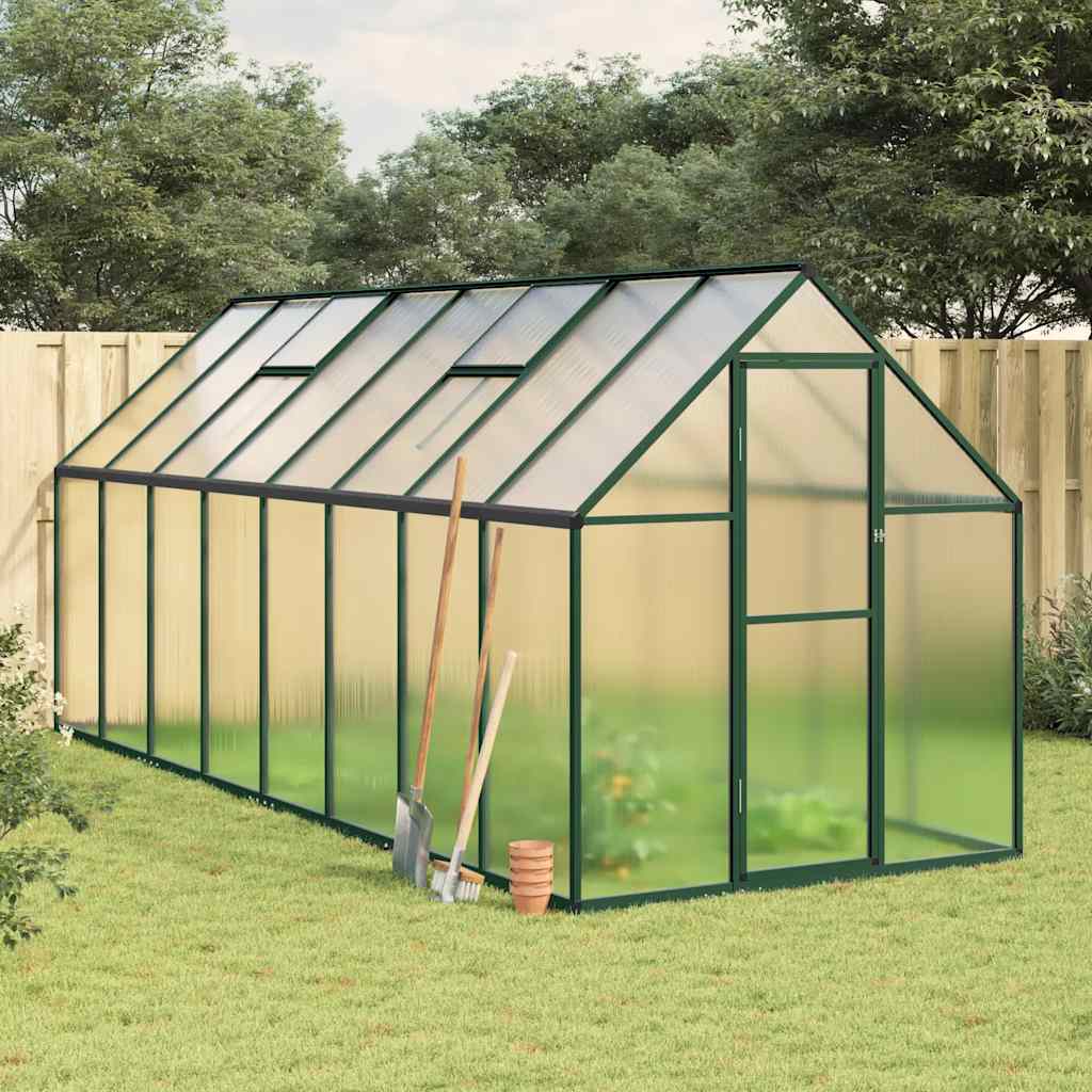 vidaXL Serre avec cadre de base vert 445x169x195 cm aluminium