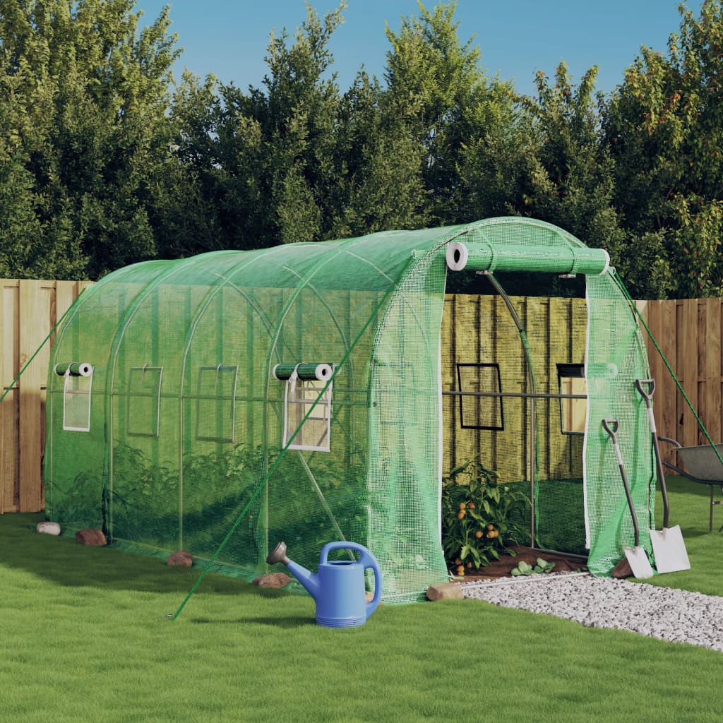 vidaXL Serre avec cadre en acier vert 8 m² 4x2x2 m