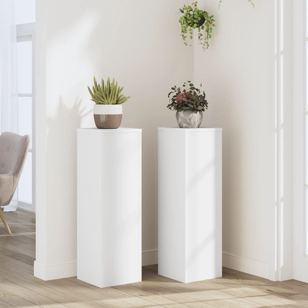 vidaXL Supports pour plantes 2 pcs blanc 25x25x80 cm bois d'ingénierie