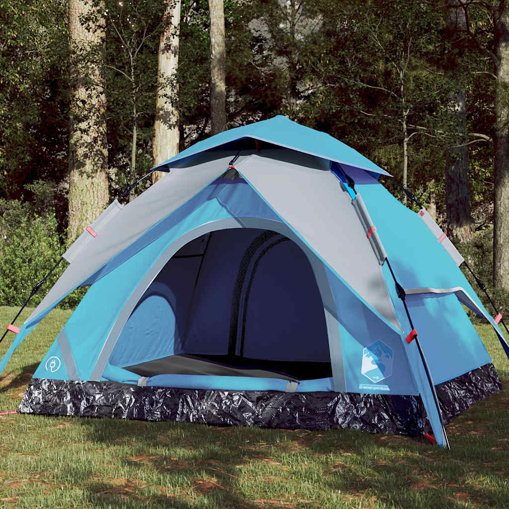vidaXL Tente de camping à dôme 4 personnes bleu libération rapide