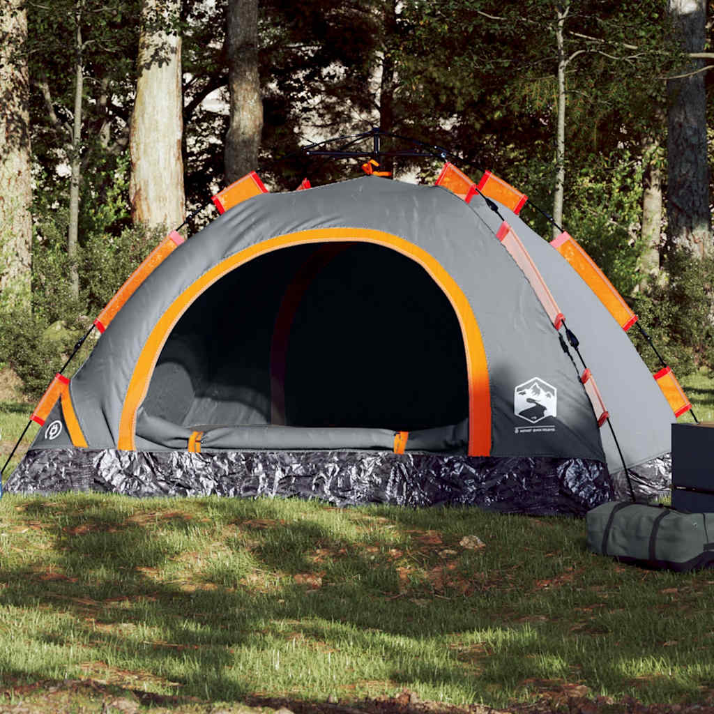 vidaXL Tente de camping 3 personnes gris et orange libération rapide