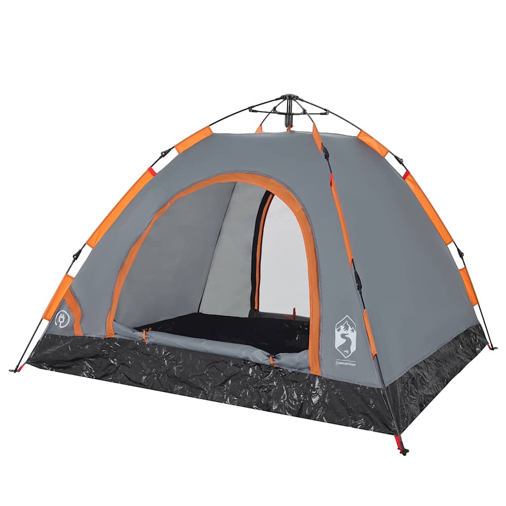 vidaXL Tente de camping 3 personnes gris et orange libération rapide - Image 5