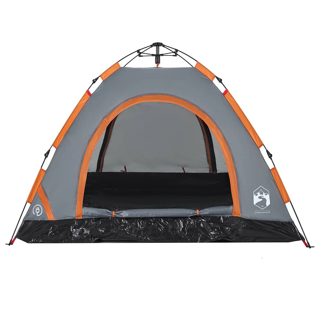 vidaXL Tente de camping 3 personnes gris et orange libération rapide - Image 6