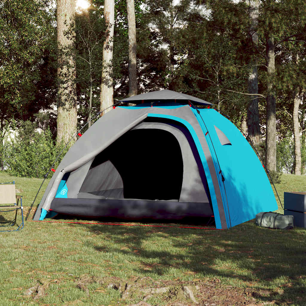 vidaXL Tente de camping à dôme 4 personnes bleu libération rapide - Image 3