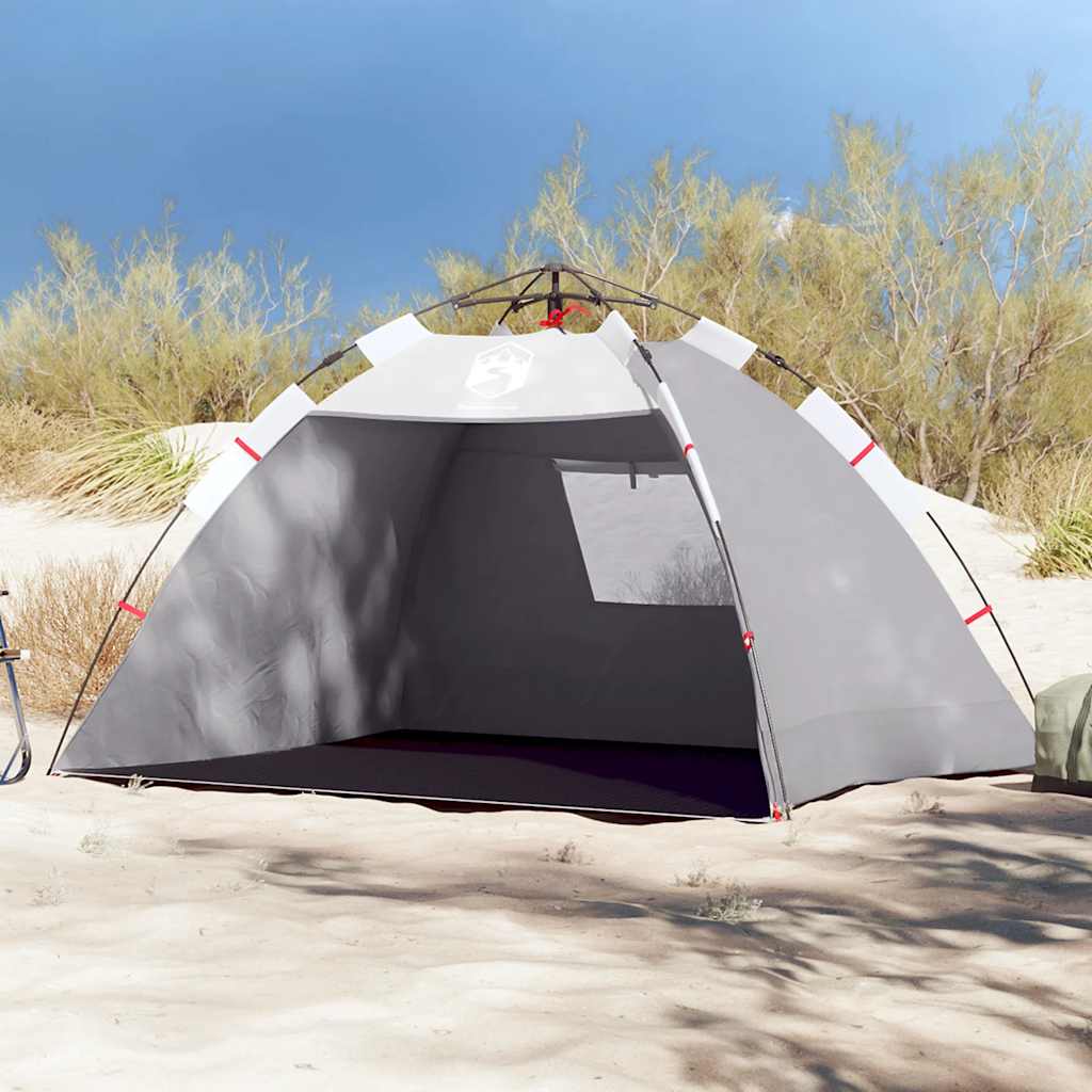 vidaXL Tente de plage 2 personnes gris libération rapide imperméable