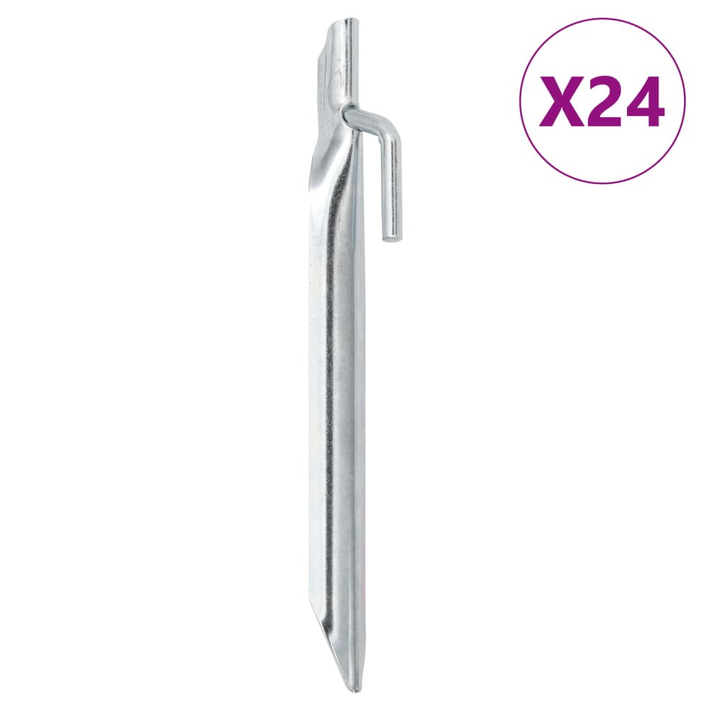 vidaXL Piquets de tente 24pcs en forme de V 17cm Ø20mm acier galvanisé