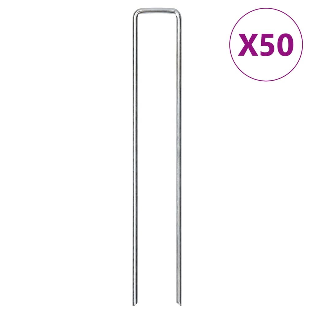 vidaXL Piquets de sol en forme de U 50 pcs 20x4 cm acier galvanisé