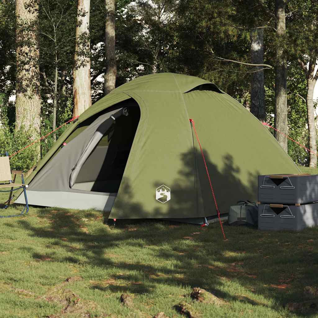 vidaXL Tente de camping à dôme 4 personnes vert olive imperméable
