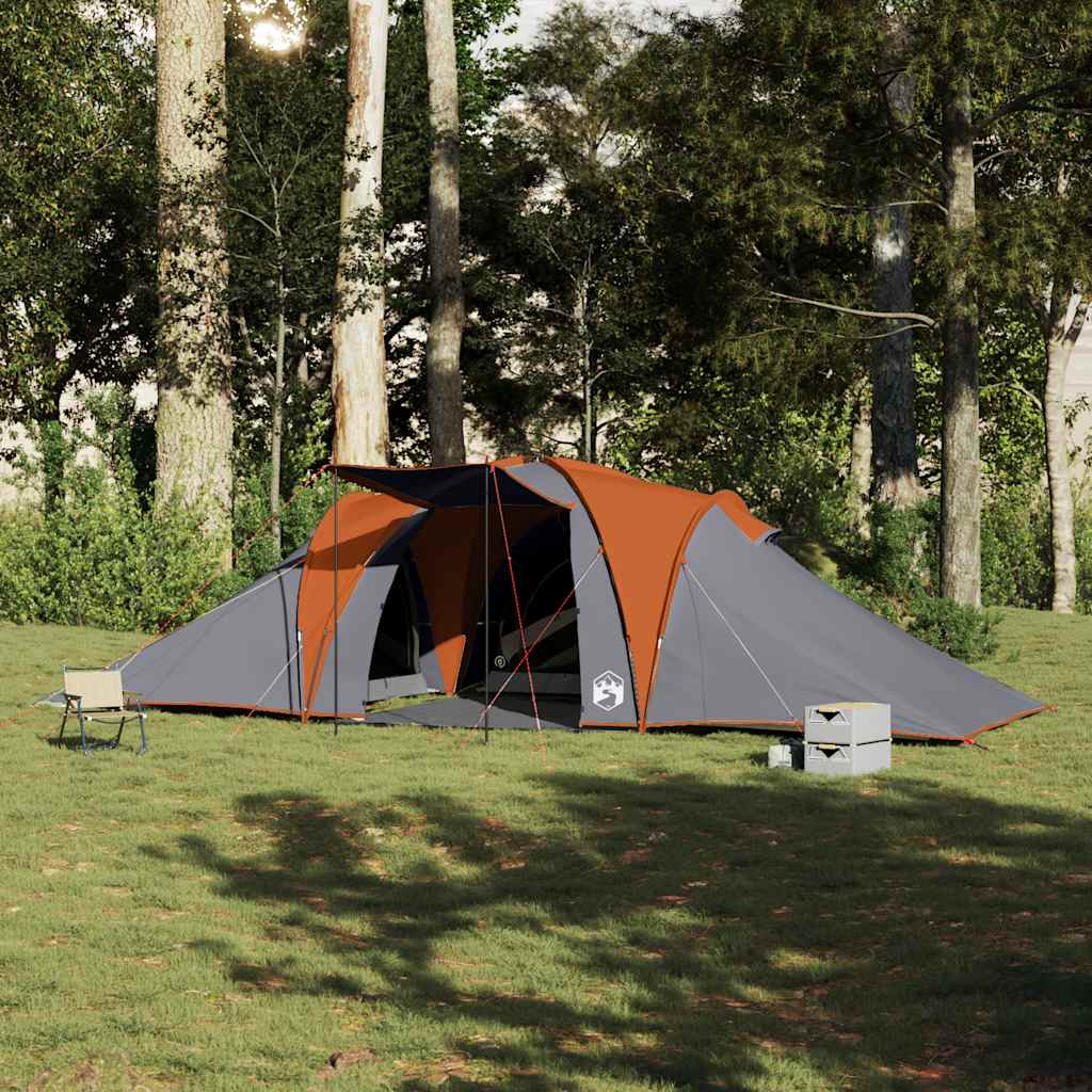 vidaXL Tente familiale à dôme 6 personnes gris et orange imperméable - Image 3
