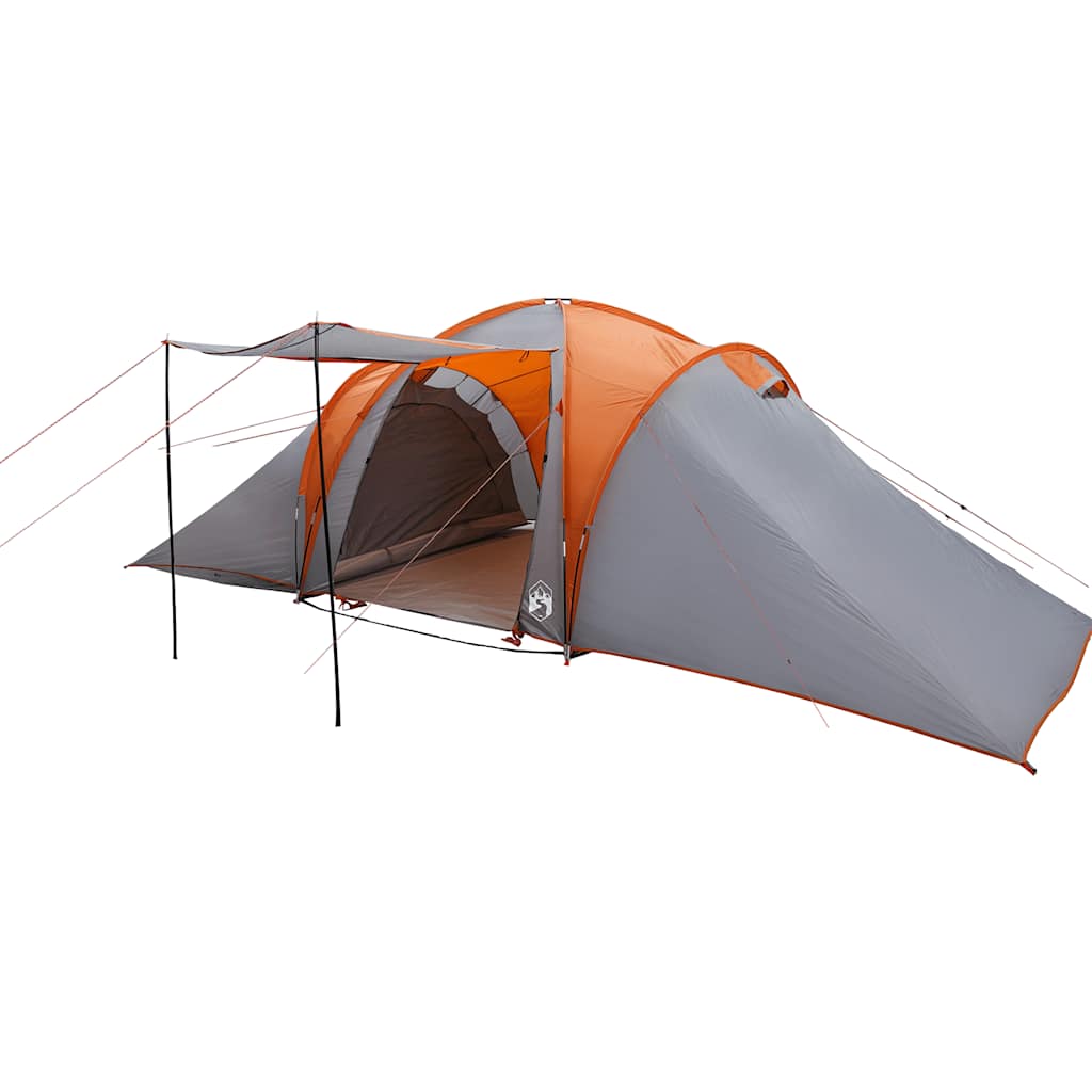 vidaXL Tente familiale à dôme 6 personnes gris et orange imperméable - Image 4
