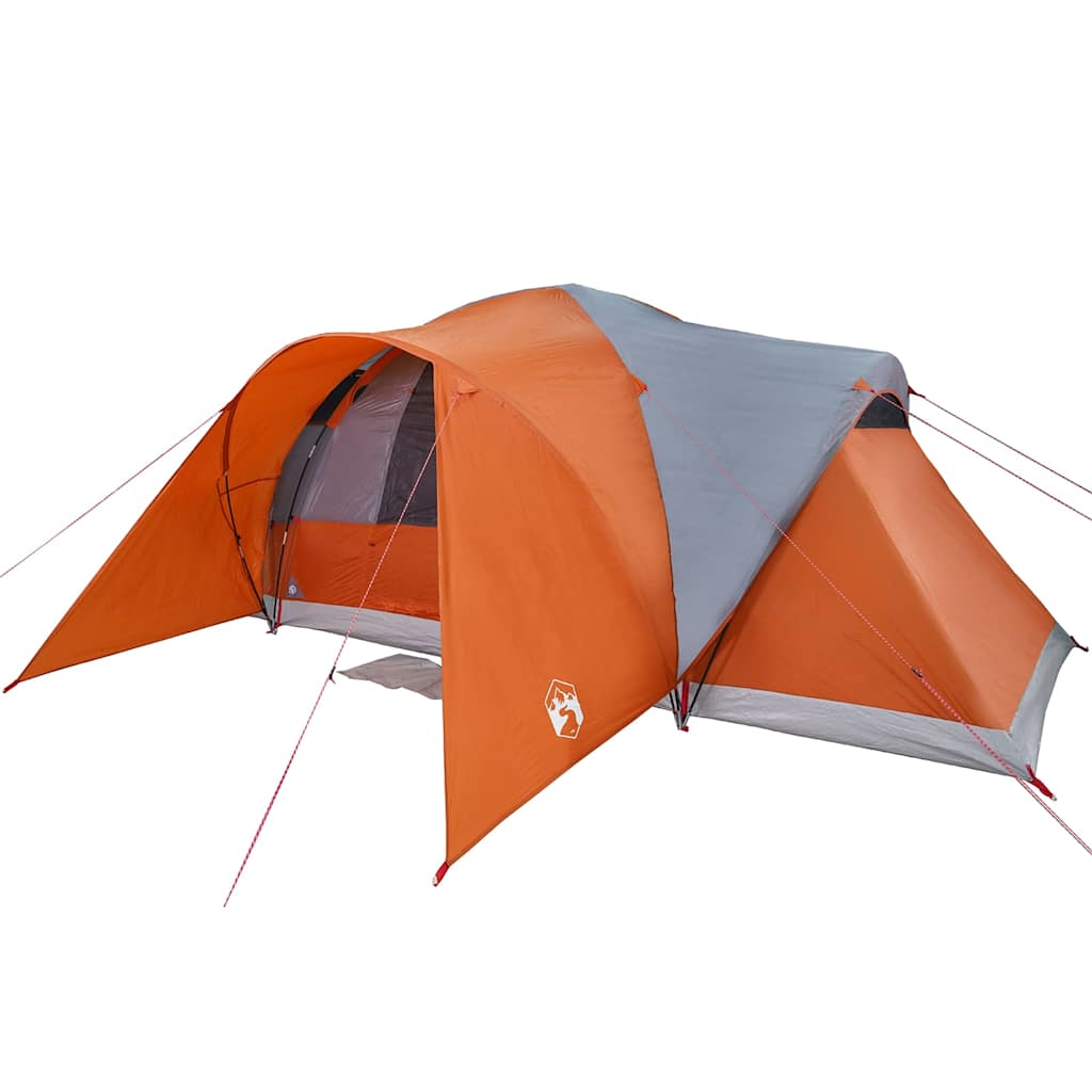 vidaXL Tente familiale à dôme 6 personnes gris et orange imperméable - Image 5
