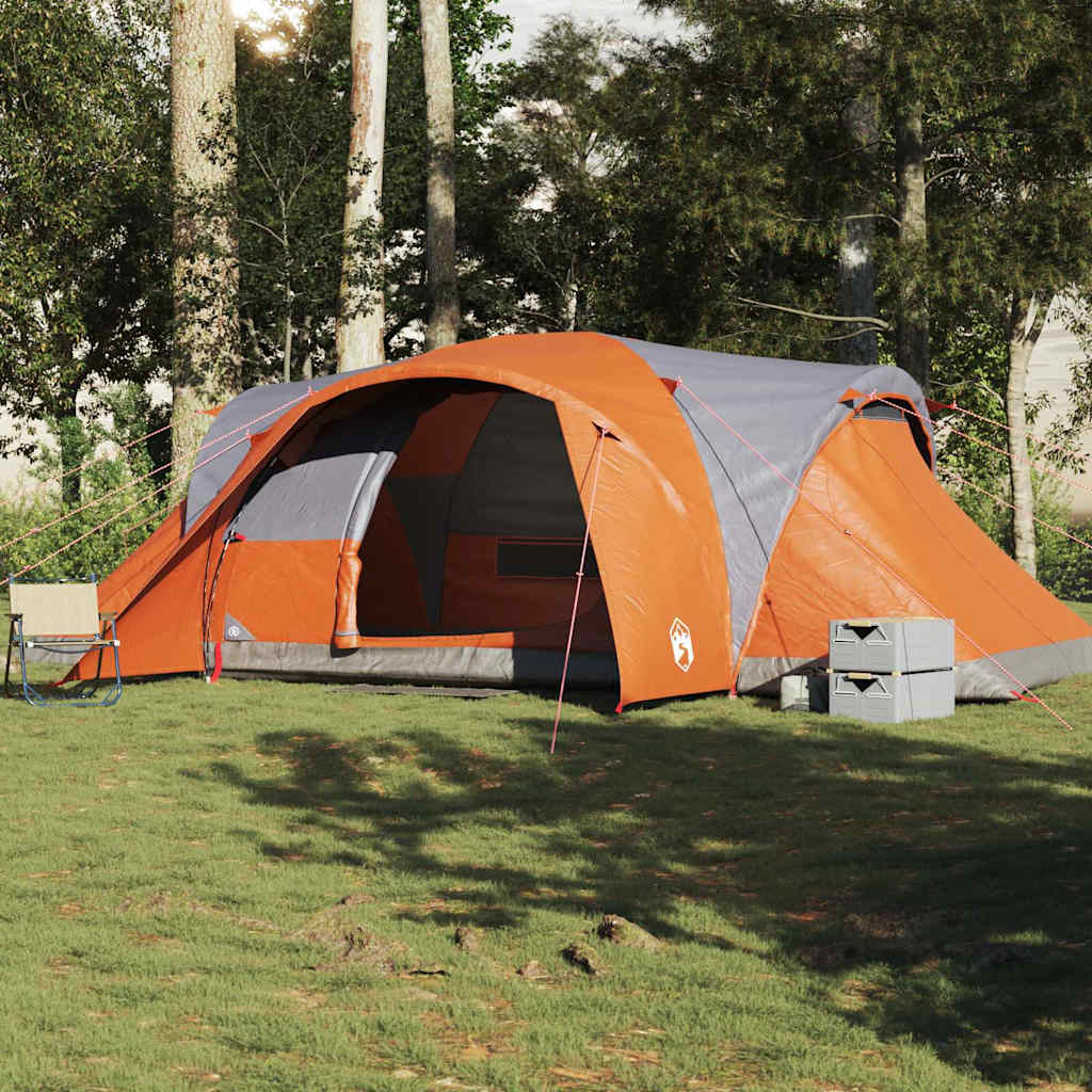 vidaXL Tente familiale à dôme 6 personnes gris et orange imperméable - Image 3