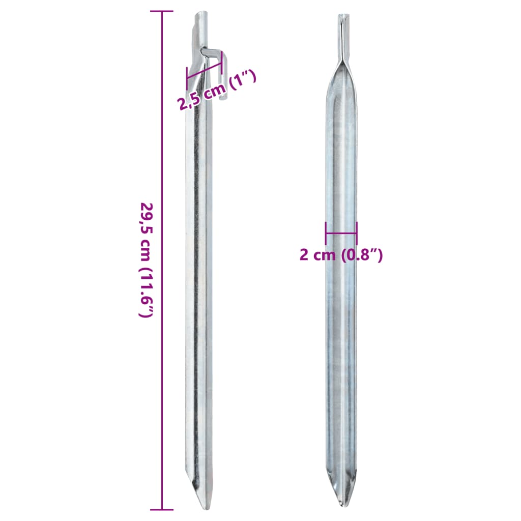 vidaXL Piquets de tente 24 pcs forme de V 29,5cm Ø20mm acier galvanisé - Image 6
