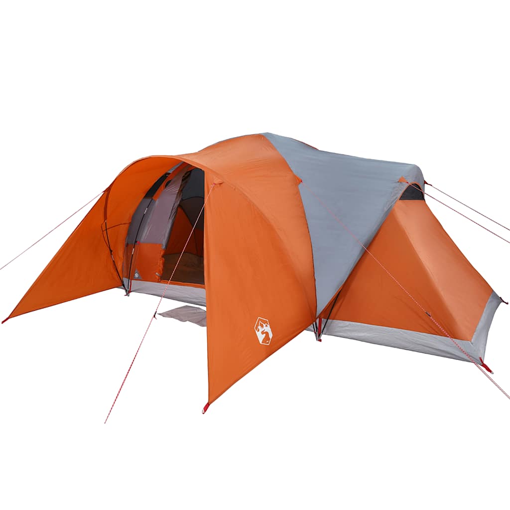 vidaXL Tente familiale à dôme 6 personnes gris et orange imperméable - Image 4