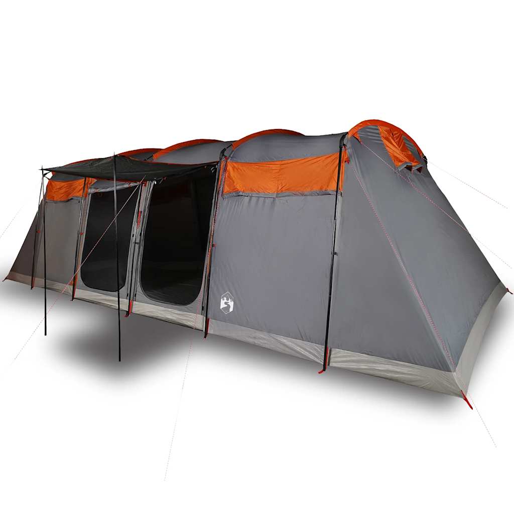 vidaXL Tente familiale tunnel 10 personnes gris et orange imperméable - Image 4