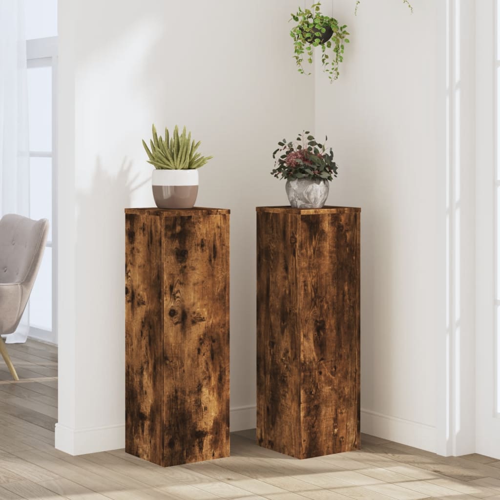 vidaXL Supports pour plantes 2 pcs chêne fumé bois d'ingénierie