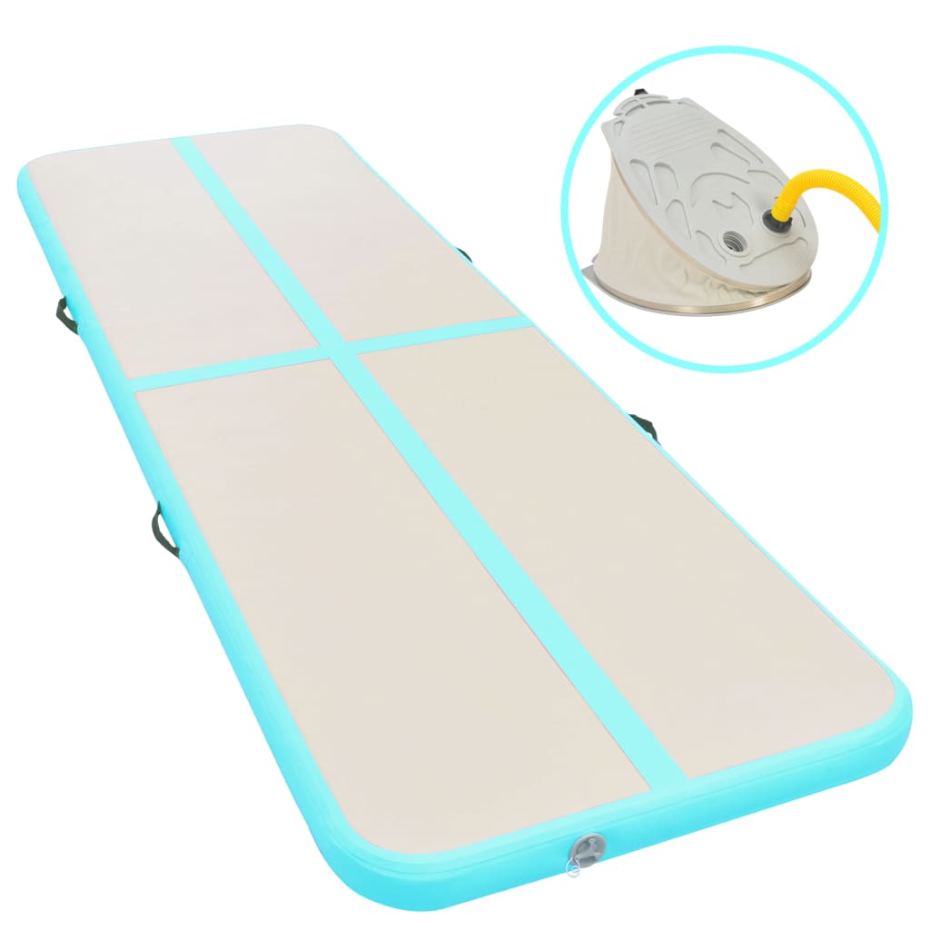 vidaXL Tapis gonflable de gymnastique avec pompe 600x100x10cm PVC Vert