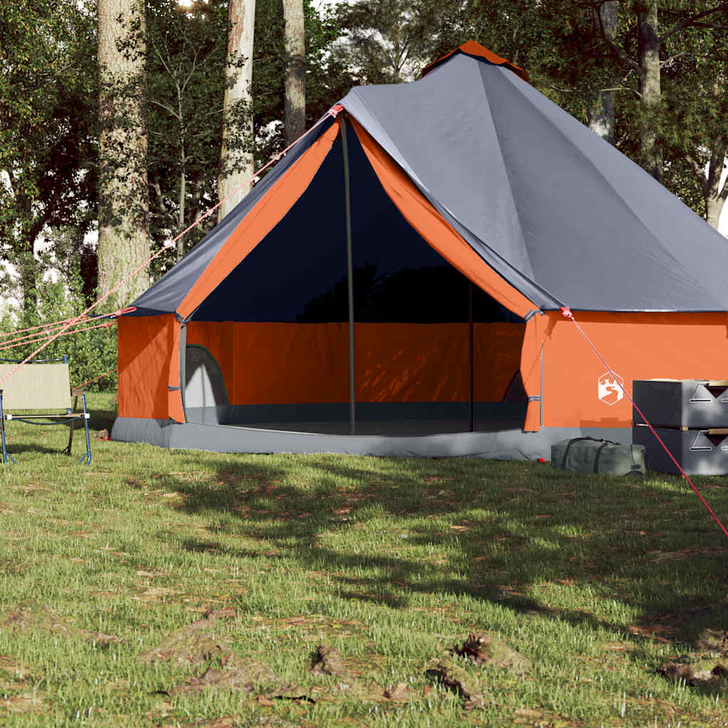 vidaXL Tente familiale tipi 8 personnes gris et orange imperméable - Image 3
