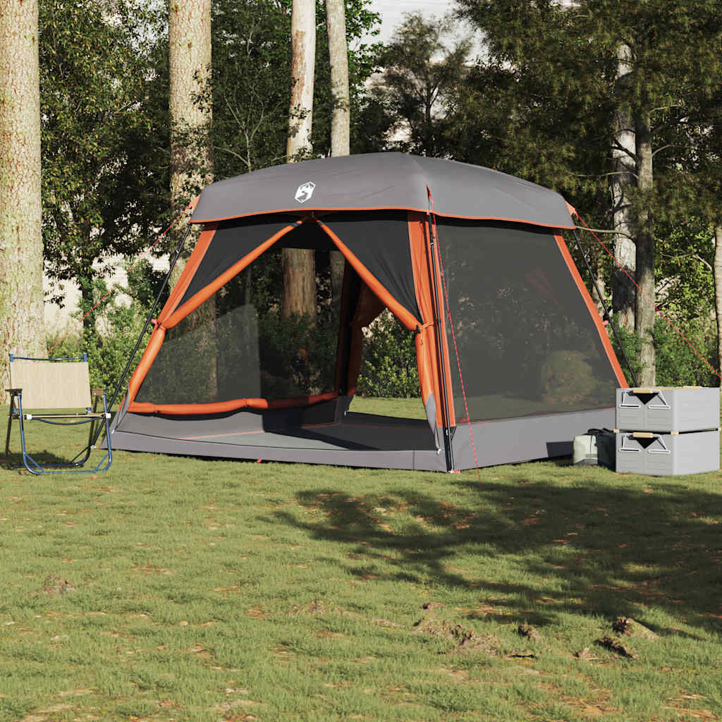 vidaXL Tente de cabine familiale 6 personnes gris orange imperméable