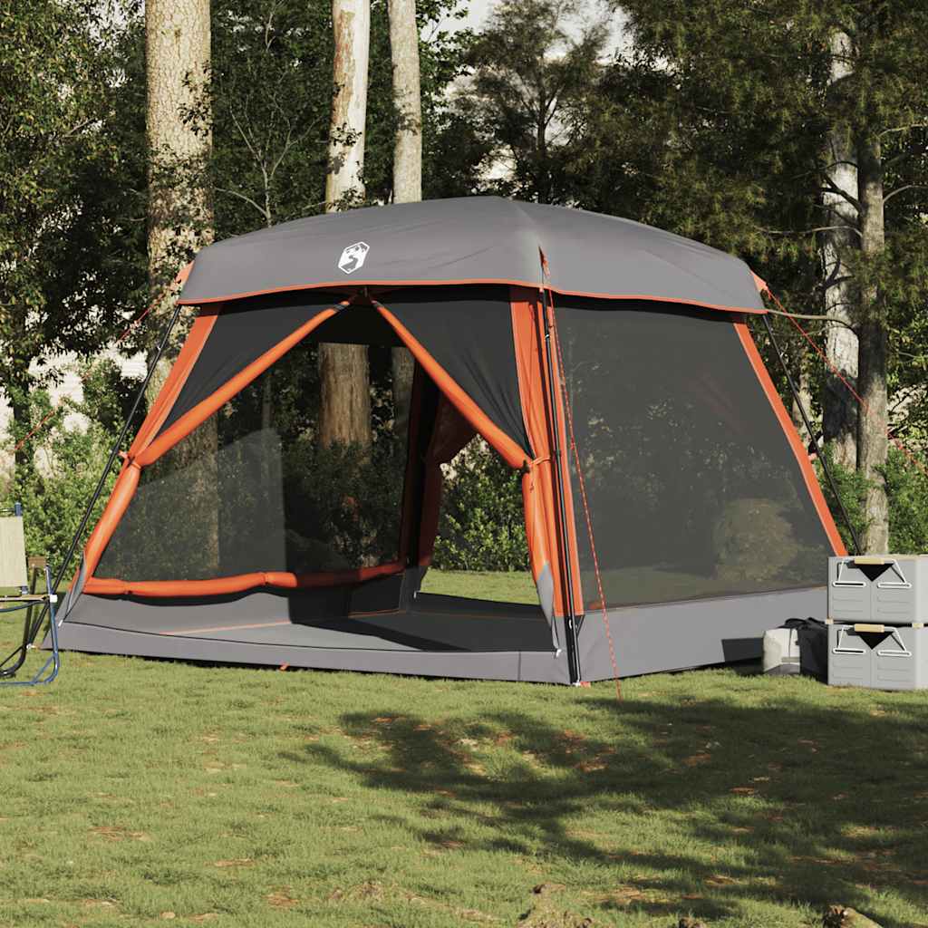 vidaXL Tente de cabine familiale 6 personnes gris orange imperméable - Image 4