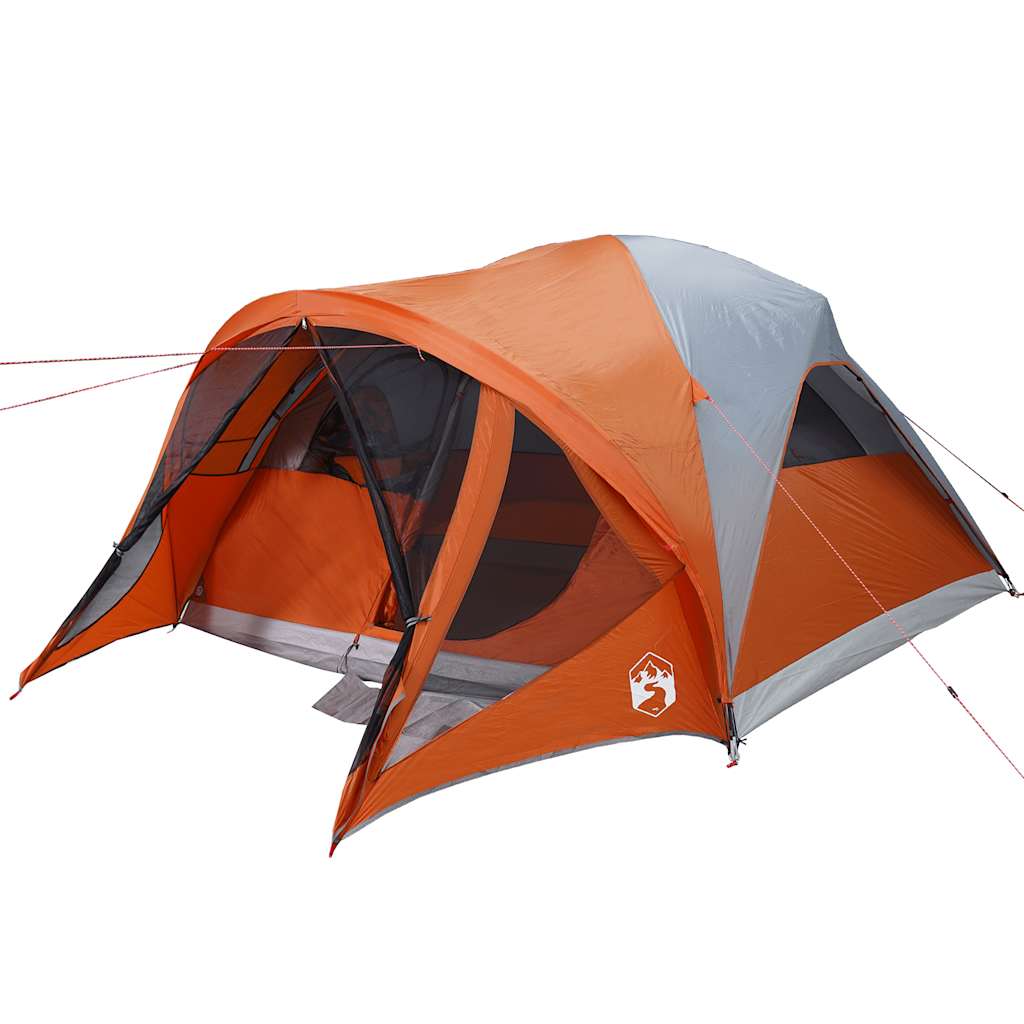 vidaXL Tente familiale tunnel 6 personnes gris et orange imperméable - Image 5