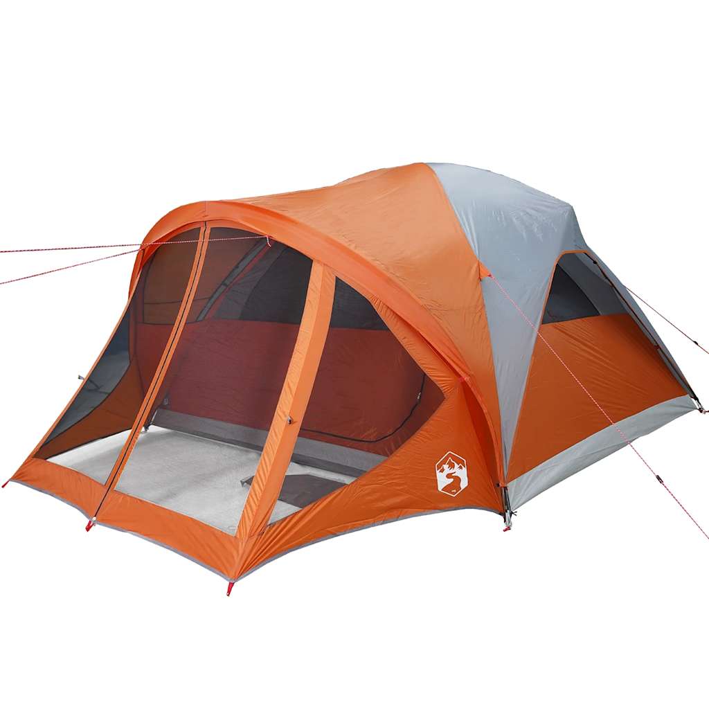 vidaXL Tente familiale tunnel 6 personnes gris et orange imperméable - Image 4