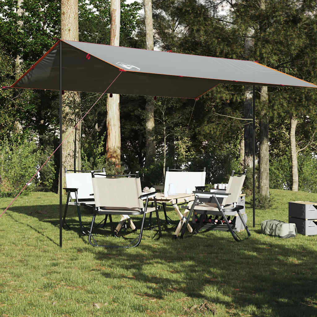 vidaXL Bâche de camping gris et orange 400x294 cm imperméable