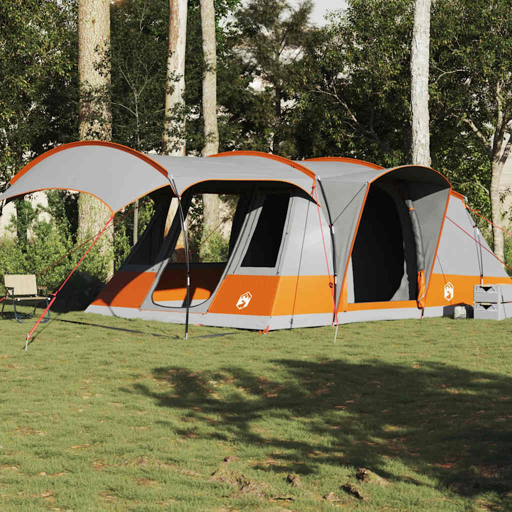 vidaXL Tente de camping tunnel 5 personnes gris et orange imperméable