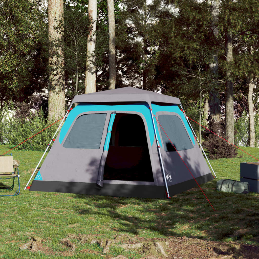 vidaXL Tente de camping à dôme 4 personnes bleu libération rapide - Image 3