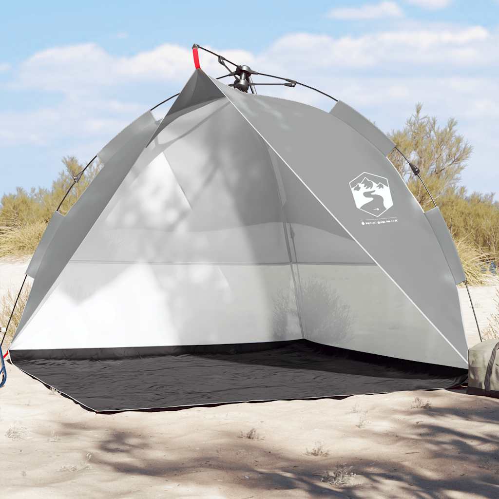 vidaXL Tente de plage gris libération rapide imperméable