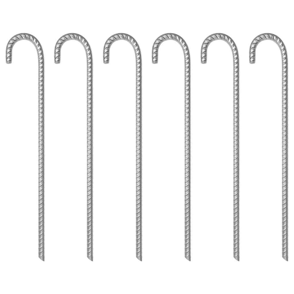 vidaXL Piquets de tente 6 pcs 41,5 cm Ø12 mm acier galvanisé