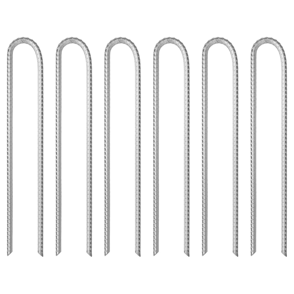 vidaXL Piquets de tente 6pcs en forme de U 337cm Ø10mm acier galvanisé