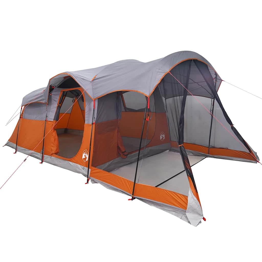 vidaXL Tente familiale tunnel 8 personnes gris et orange imperméable - Image 4