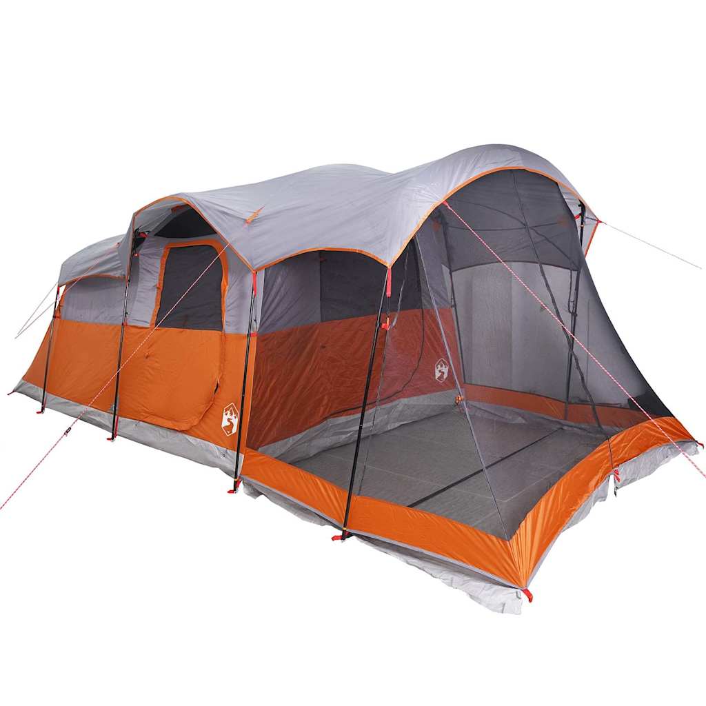 vidaXL Tente familiale tunnel 8 personnes gris et orange imperméable - Image 5