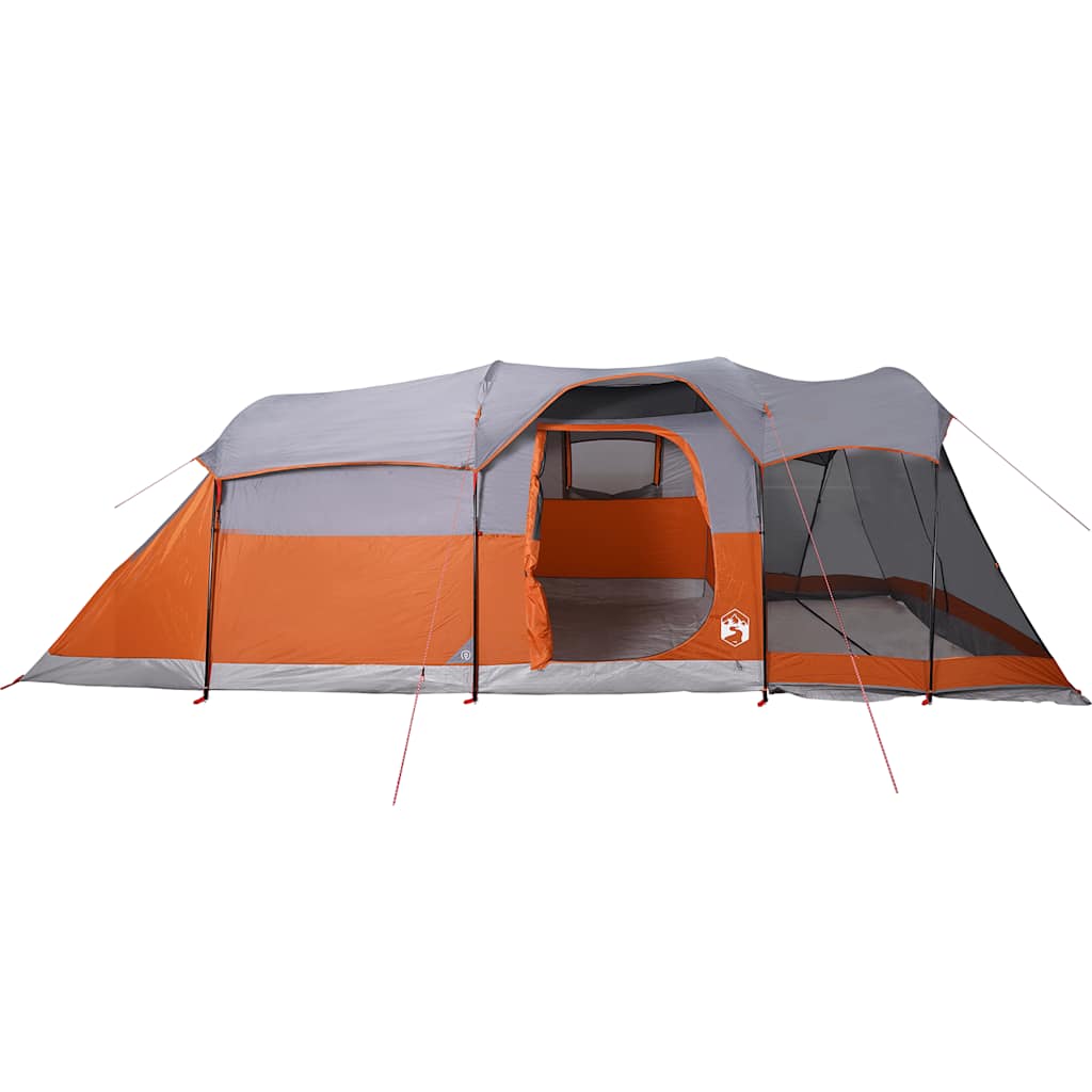 vidaXL Tente familiale tunnel 8 personnes gris et orange imperméable - Image 6