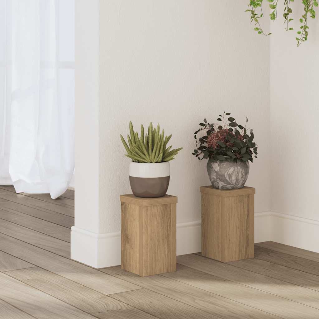 vidaXL Supports pour plantes 2 pcs chêne artisanal bois d'ingénierie