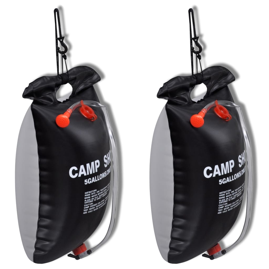 vidaXL Douche solaire de camping et voyage 20 L 2 pcs