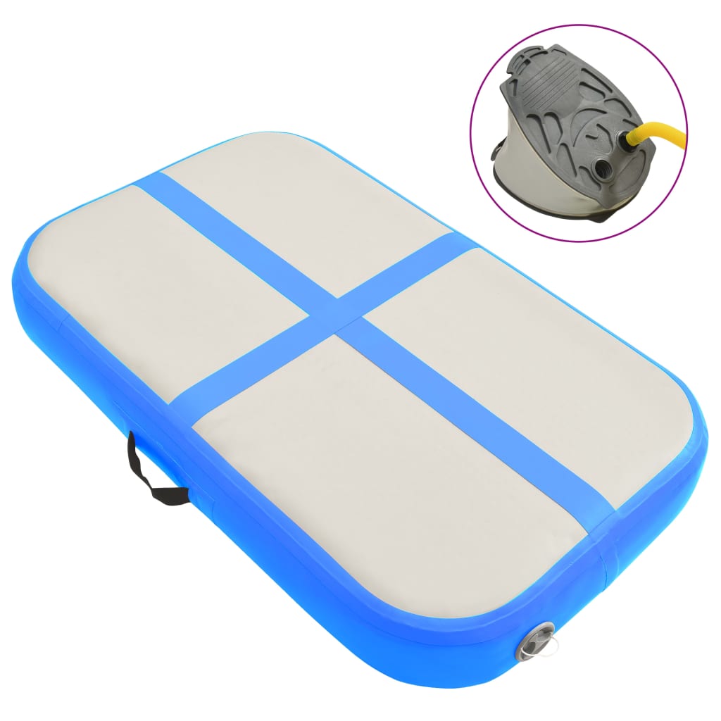 vidaXL Tapis gonflable de gymnastique avec pompe 60x100x15 cm PVC Bleu