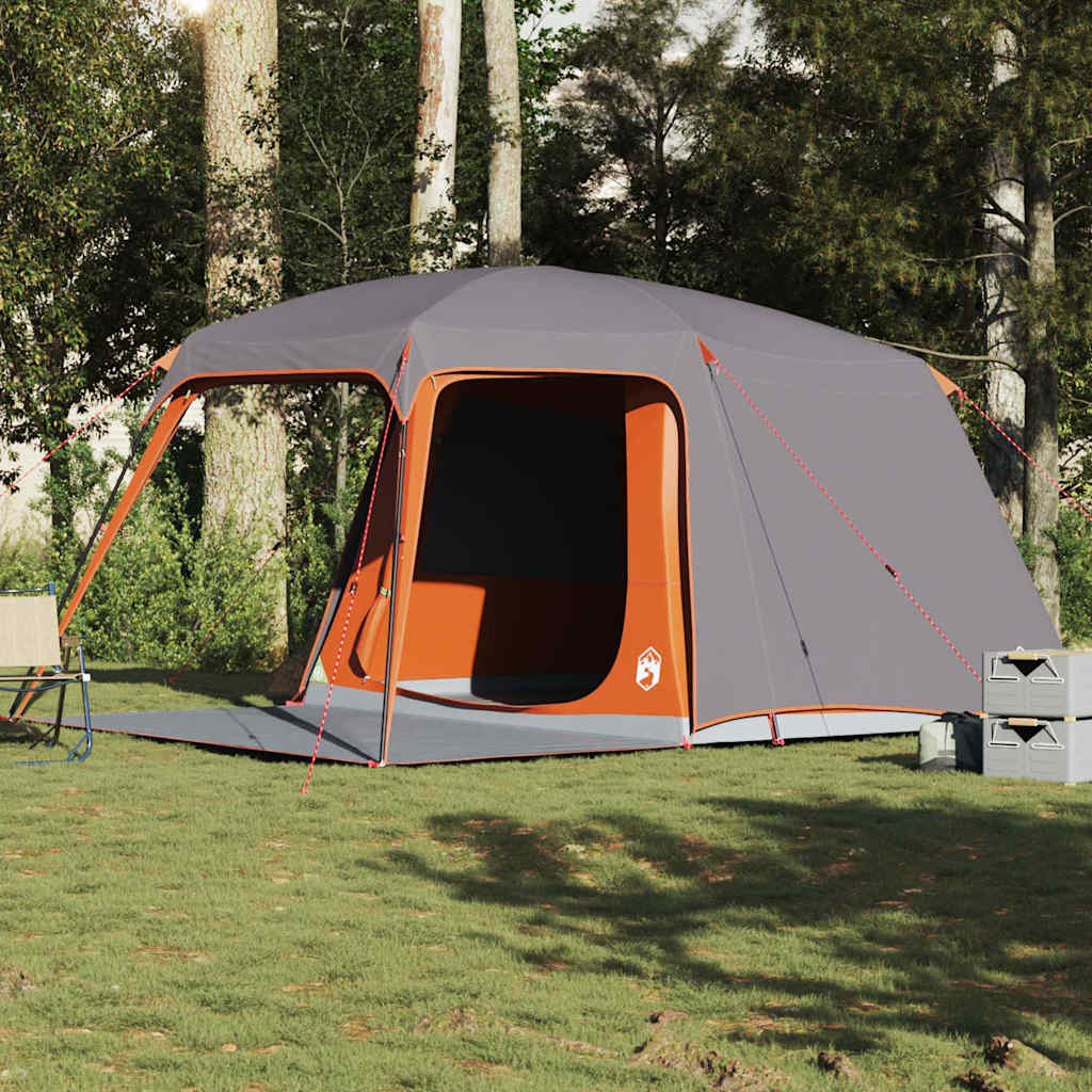 vidaXL Tente de camping avec dôme porche 5 personnes gris et orange