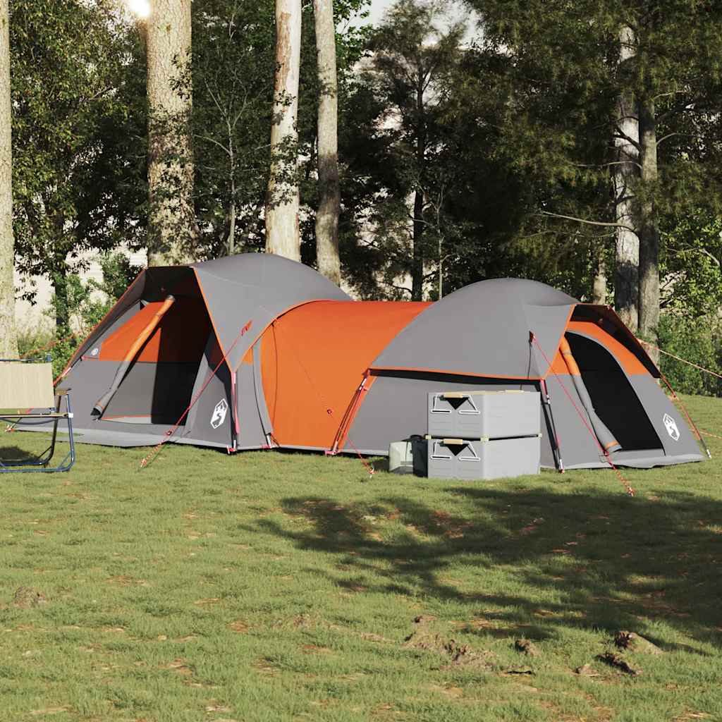 vidaXL Tente de camping 5 personnes gris et orange imperméable
