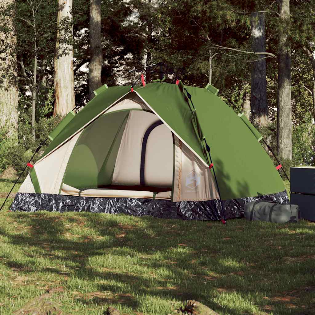 vidaXL Tente de camping à dôme 3 personnes vert libération rapide