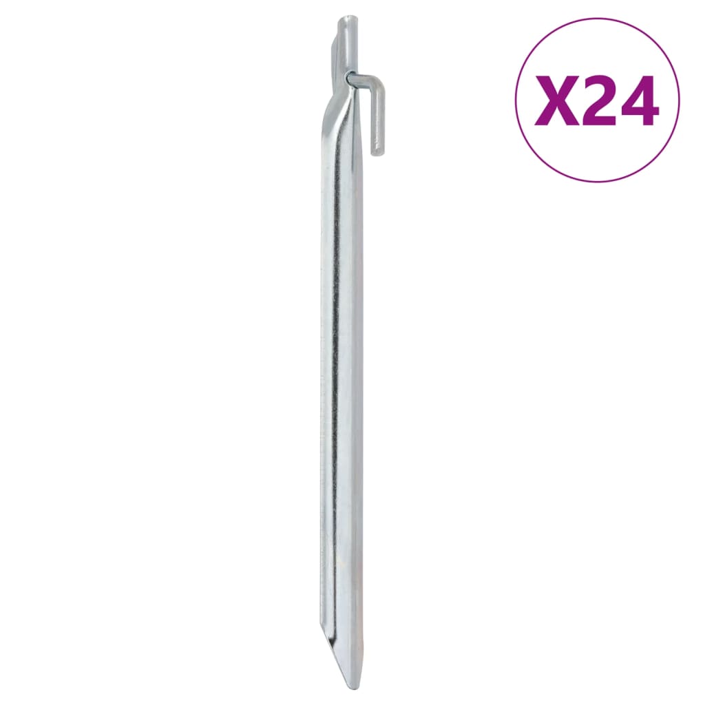 vidaXL Piquets de tente 24pcs en forme de V 25cm Ø20mm acier galvanisé