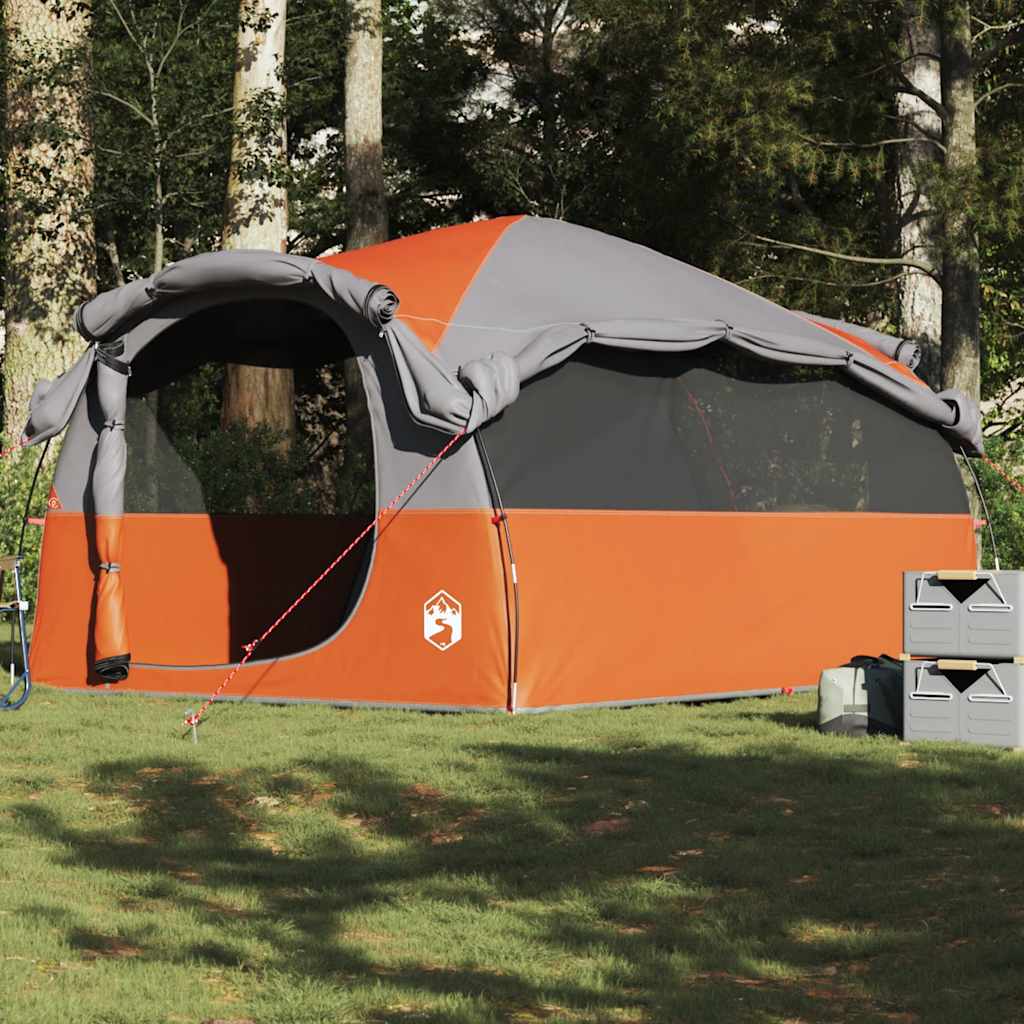 vidaXL Tente familiale tunnel 6 personnes gris et orange imperméable