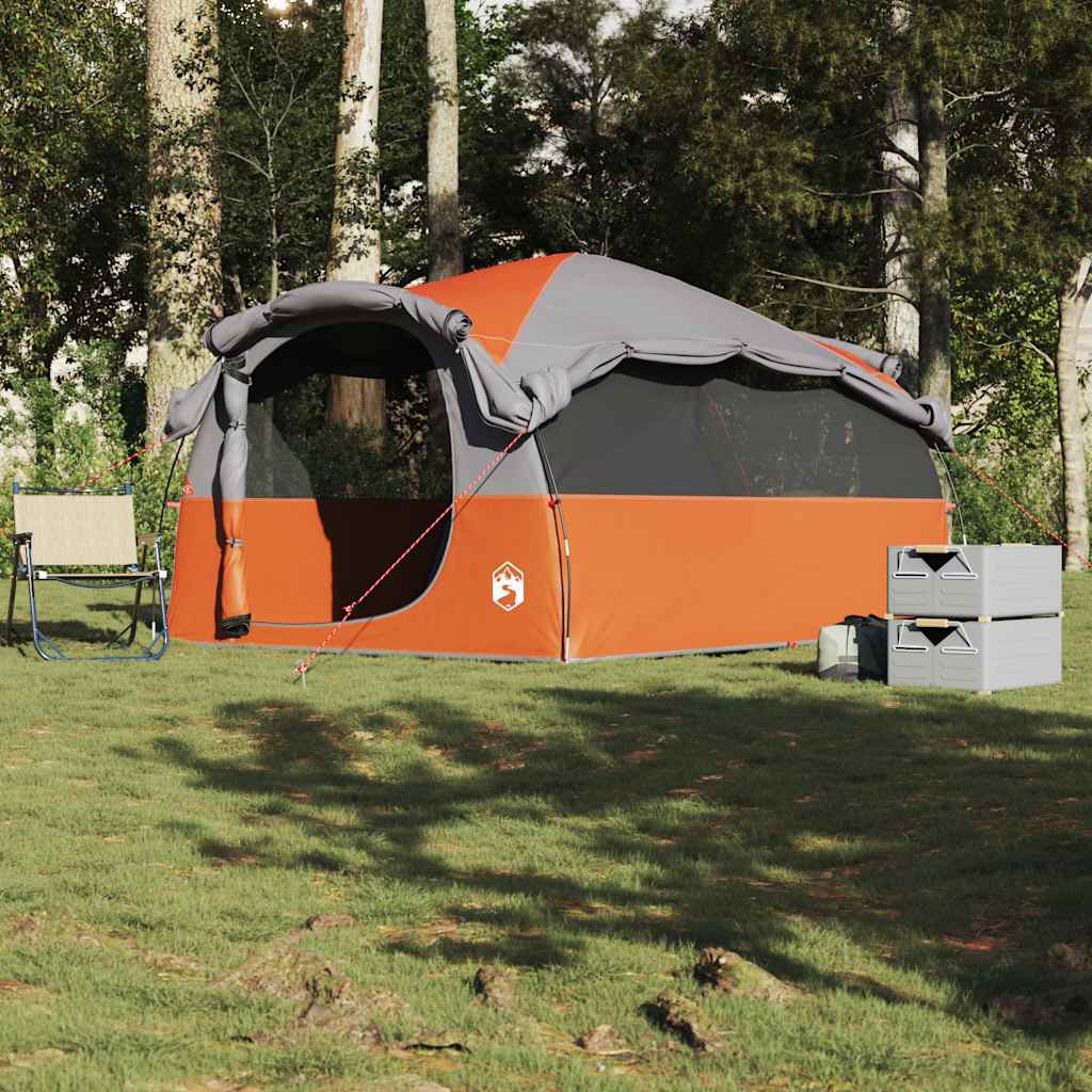 vidaXL Tente familiale tunnel 6 personnes gris et orange imperméable - Image 3