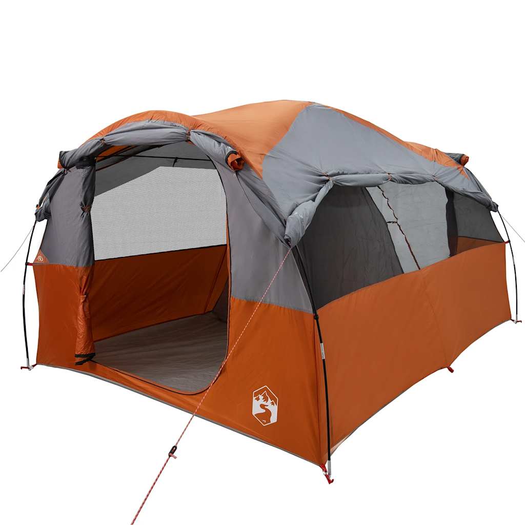 vidaXL Tente familiale tunnel 6 personnes gris et orange imperméable - Image 4