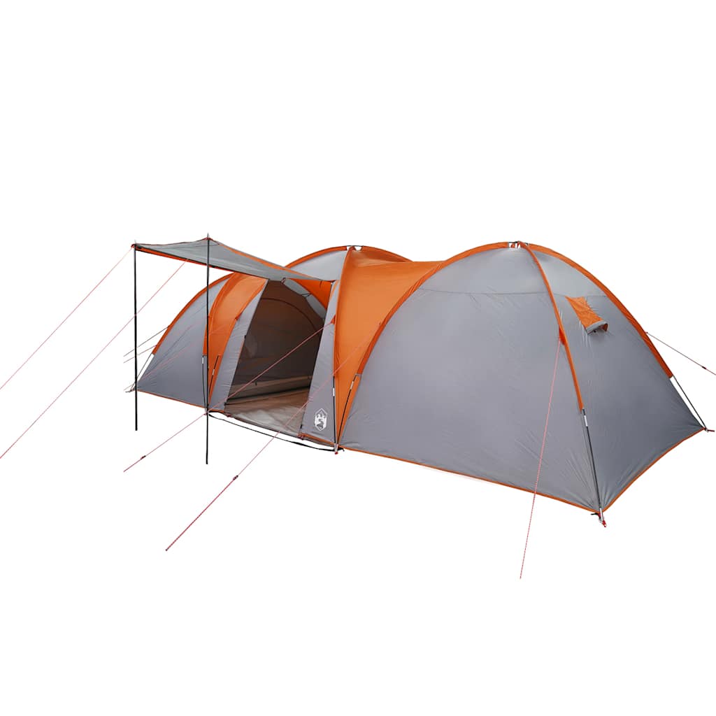vidaXL Tente familiale à dôme 8 personnes gris et orange imperméable - Image 4