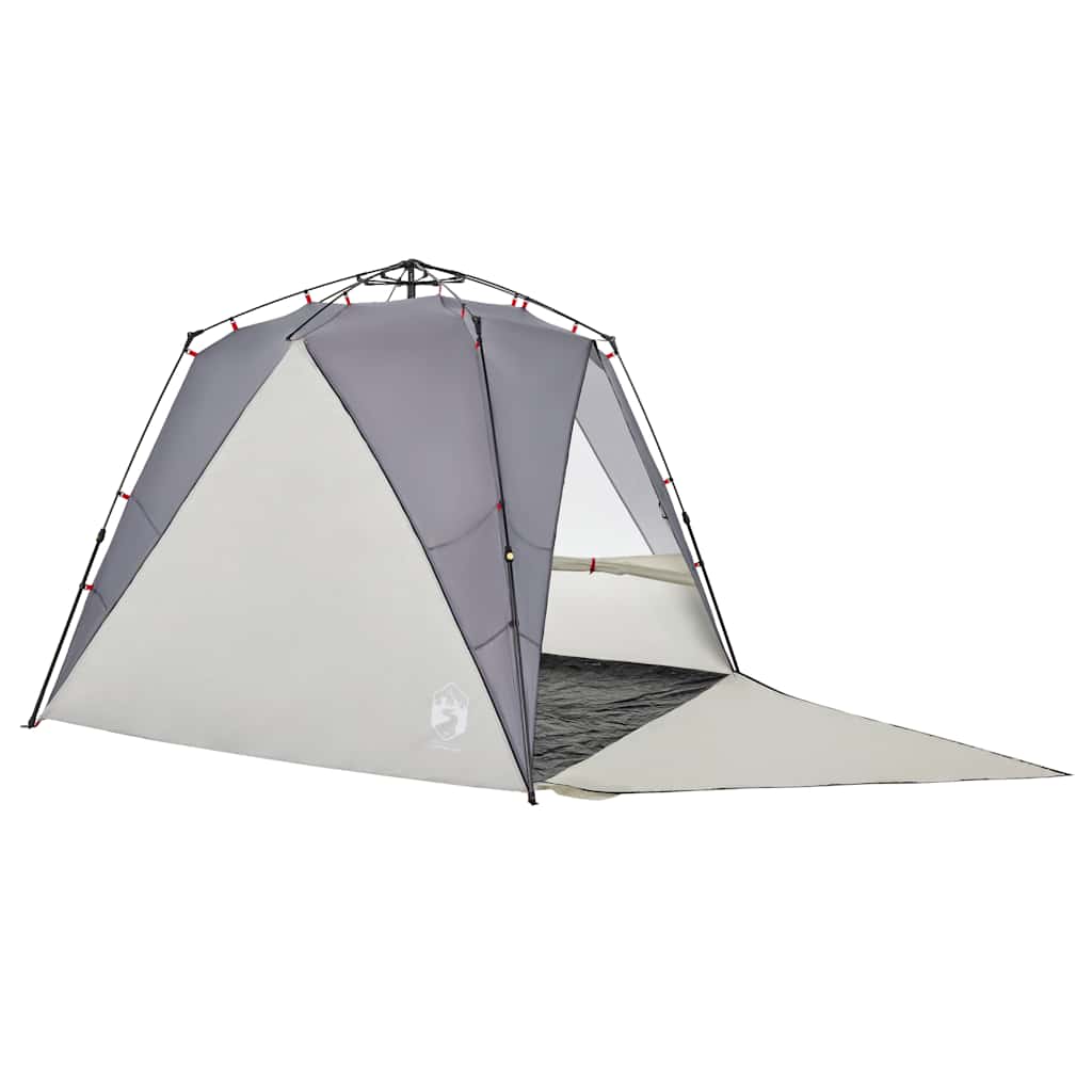 vidaXL Tente de plage 4 personnes gris libération rapide imperméable - Image 4