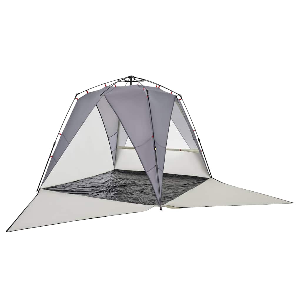 vidaXL Tente de plage 4 personnes gris libération rapide imperméable - Image 6