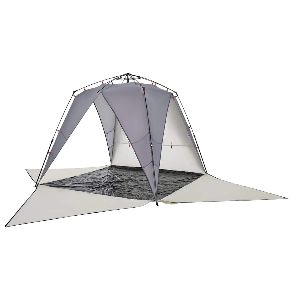 vidaXL Tente de plage 4 personnes gris libération rapide imperméable - Image 5