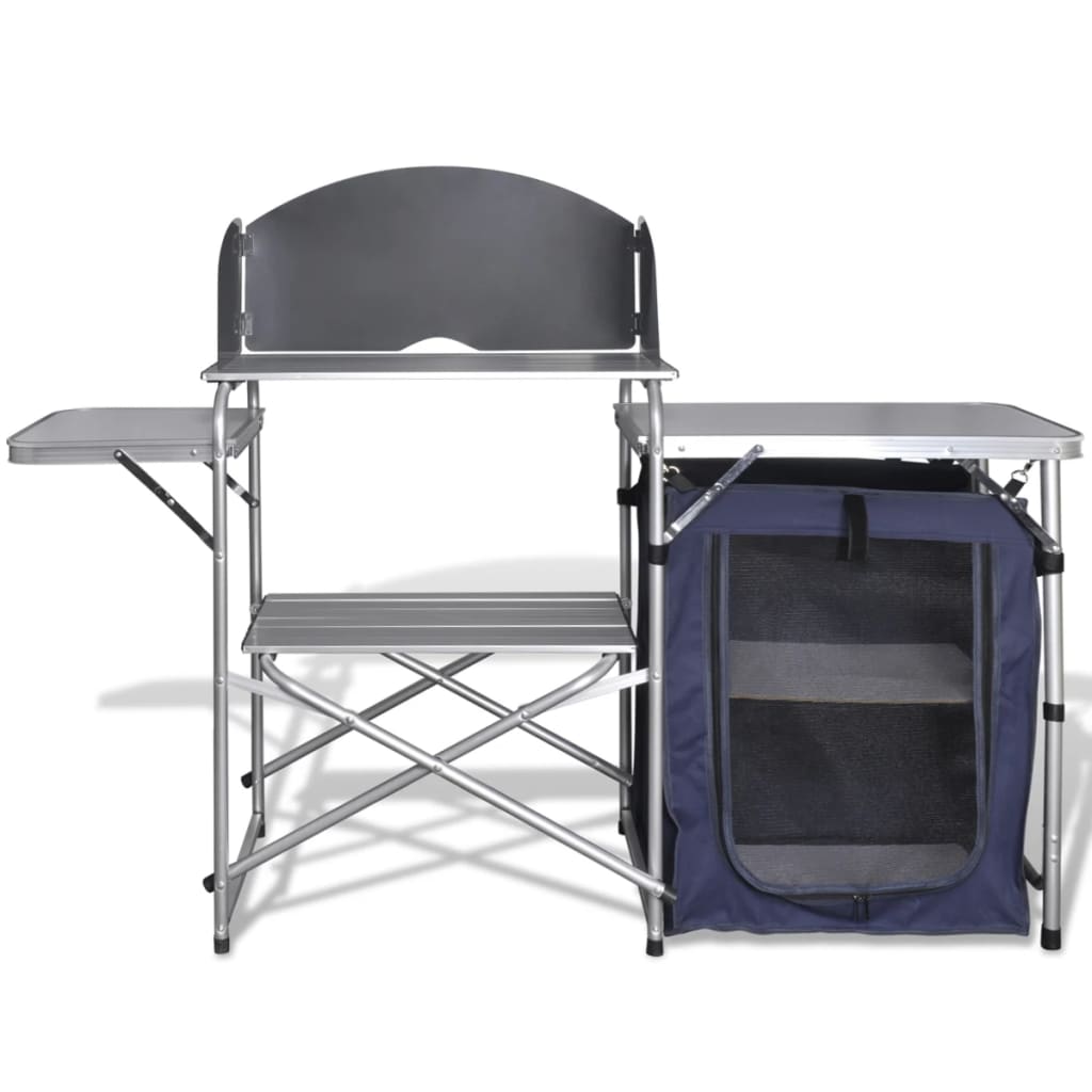 vidaXL Unité de cuisine de camping pliable avec pare-vent Aluminium - Image 3